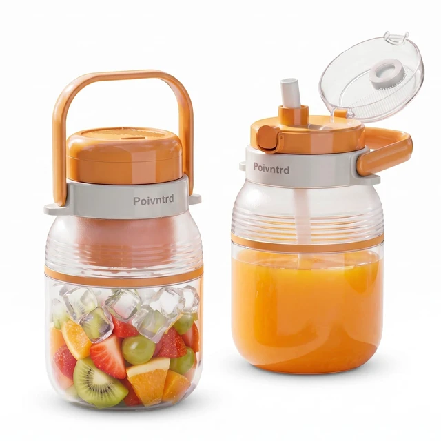 Main image of Licuadora Portatil personal travel blender 34OZ Smoothie Shake Juicer Cup | 80W motor, 10-leaf system crushes ice in 30s. 34oz BPA-free cup with dual lids. 1500mAh battery, safety lock, easy clean.