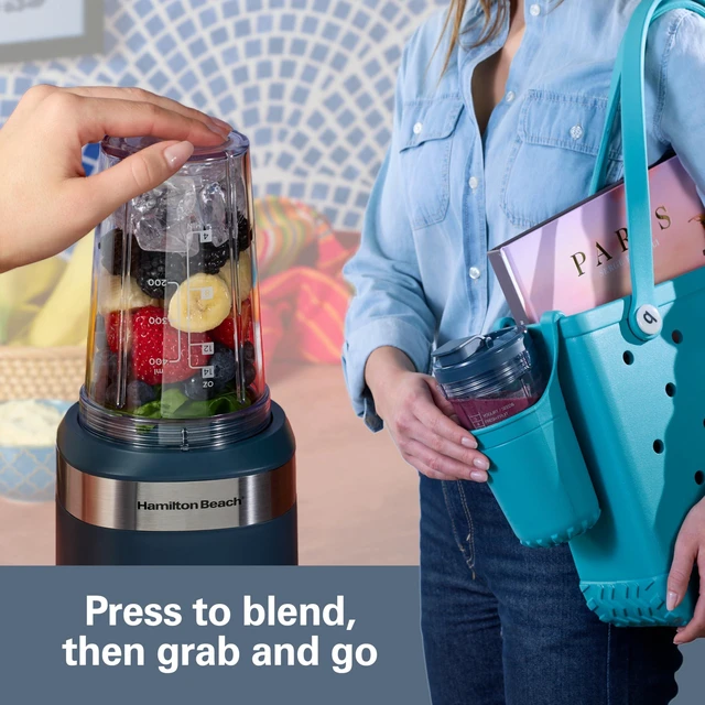 Alt view image 2 of 7 - Portable Blender for Smoothies With 2 Blend & Go Jars | 2 14 oz. Personal Blender Jars and Lids | Powerful 400 Watt Motor | Stainless Steel Blades | Kitchen Makeover Blue | 51202J