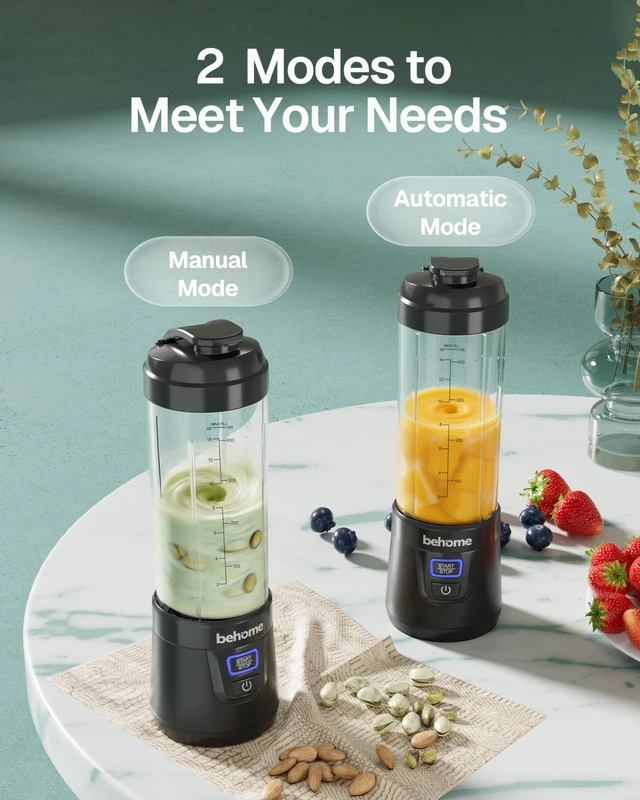 Alt view image 4 of 7 - Portable Blender Smoothies and Shakes, Personal Juicer 14 OZ BPA Free Portable Cups, USB-C Rechargeable, Dishwasher Safe Parts - Mini Small Blenders Cup Fits Home, Office, Gym, Travel