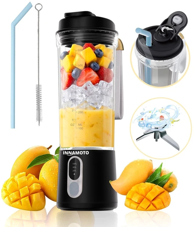 Main image of Portable Personal Size Mini Blender - 20oz Small Blender Make Smoothies | BAP-Free Juice Cup, Leak-proof Travel Lid, Extra-Long 304 Stainless Steel Blades, Freshly Squeezed in Gym/Picnic/Office/Home