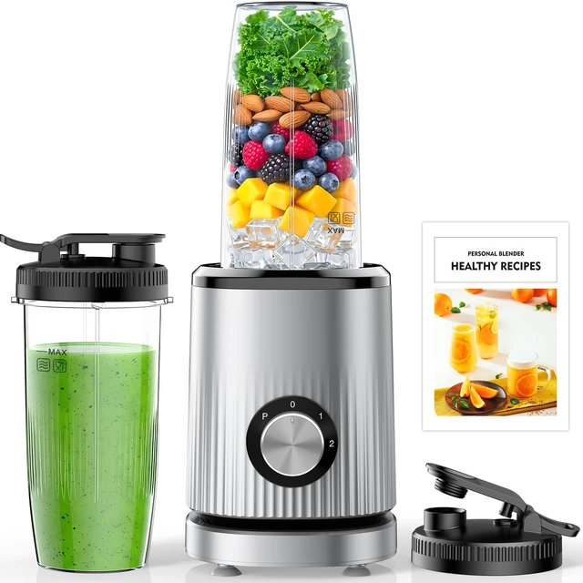 Main image of Blender for Smoothies Portable Personal Blender for Shakes and Smoothies for Kitchen with 2 * 24oz Portable Cups and Extra Lid, Smoothie Maker Machine for Juices, Baby Food, Nutritious Recipe