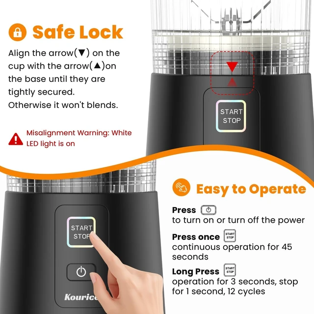 Alt view image 7 of 7 - Personal Size Portable Blender for Shakes & Smoothies, 17oz Mini Small Smoothie Blender with On Go Lid & Sip Lid, 26000RPM Rechargeable Cordless Electric Blender for Travel Gym Office (Black)