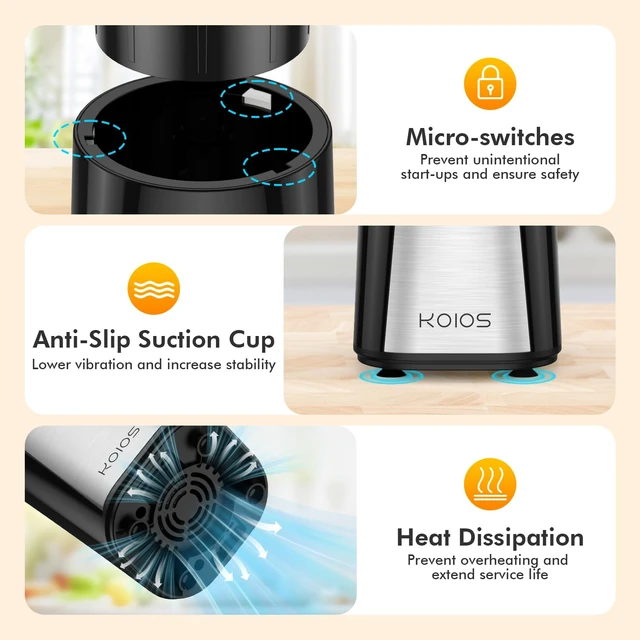 Alt view image 4 of 7 - 1000W Smoothie Blender, 15-in-1 Single Serve Set, Press-Twist Design | Personal Blender & Kitchen Countertop Smoothie Maker with 2x24oz+17oz Cup, Detachable 4-Blade, Frozen Drinks, Protein Shakes