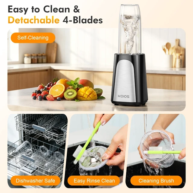 Alt view image 6 of 7 - 1000W Smoothie Blender, 15-in-1 Single Serve Set, Press-Twist Design | Personal Blender & Kitchen Countertop Smoothie Maker with 2x24oz+17oz Cup, Detachable 4-Blade, Frozen Drinks, Protein Shakes