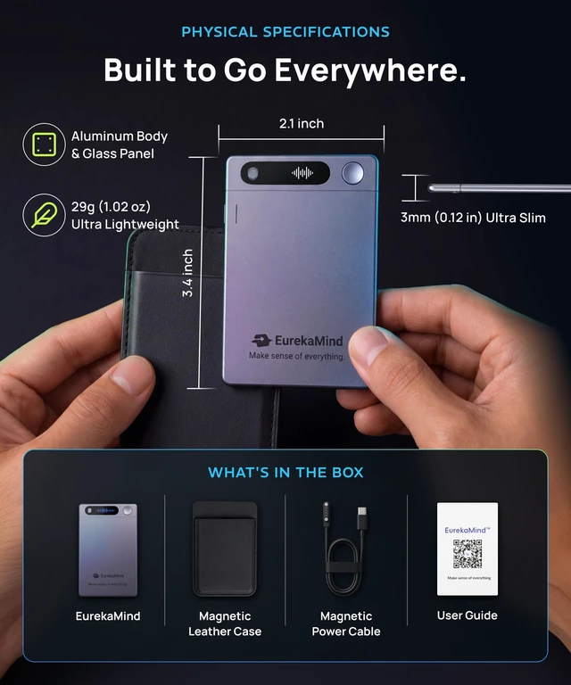 Alt view image 7 of 7 - AI Voice Recorder, AI Note Taker, Unlimited Transcription, Lite Action Items, Ask Agent, 138 Languages, Ultra-Slim, Contact Insight, App Control, for Meetings, Calls, Lectures, Interviews
