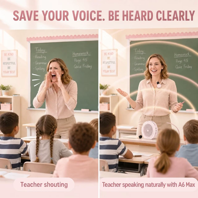 Alt view image 3 of 7 - A6Max Voice Amplifier for Teachers, 13W Wireless PA with Mic | 164ft Wireless Freedom, 20H All-Day Use, Easy Magnetic Charging, Clear Voice, Classroom, Yoga, Tour Guide