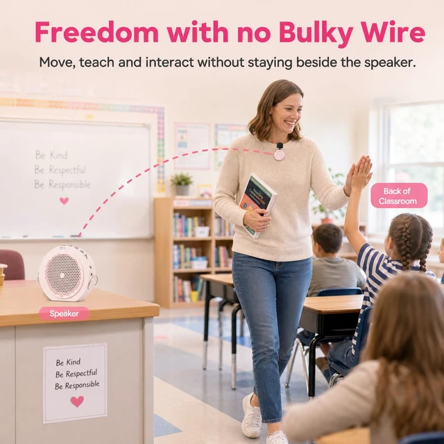 Alt view image 5 of 7 - A6Max Voice Amplifier for Teachers, 13W Wireless PA with Mic | 164ft Wireless Freedom, 20H All-Day Use, Easy Magnetic Charging, Clear Voice, Classroom, Yoga, Tour Guide