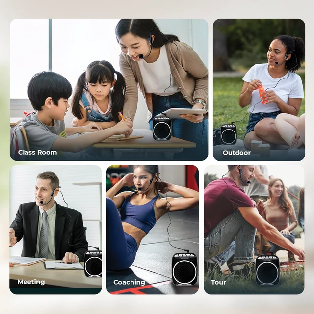 Alt view image 6 of 7 - WinBridge Voice Amplifier with Wired Headset Microphone for Teachers WB001 | Bluetooth/TF/USB, Compact Portable Speaker and Microphone Set for Classrooms & Tours, Elderly, Coaches & Public Speaking
