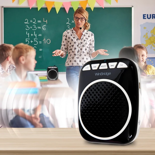 Alt view image 2 of 7 - WinBridge Voice Amplifier with Wired Headset Microphone for Teachers WB001 | Bluetooth/TF/USB, Compact Portable Speaker and Microphone Set for Classrooms & Tours, Elderly, Coaches & Public Speaking