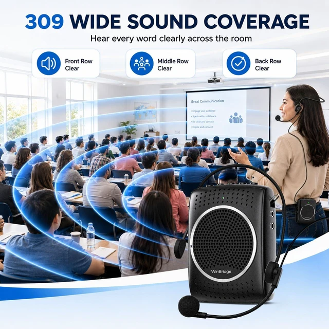 Alt view image 2 of 7 - Portable Voice Amplifier for Teachers with Headset Microphone