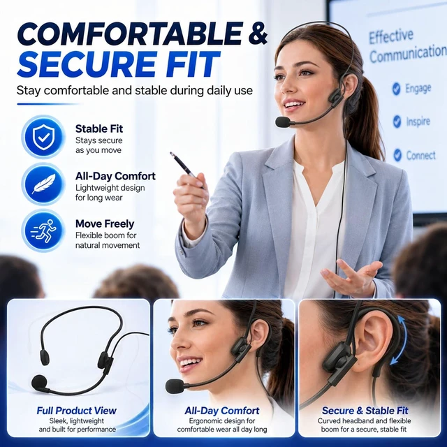 Alt view image 3 of 7 - Portable Voice Amplifier for Teachers with Headset Microphone