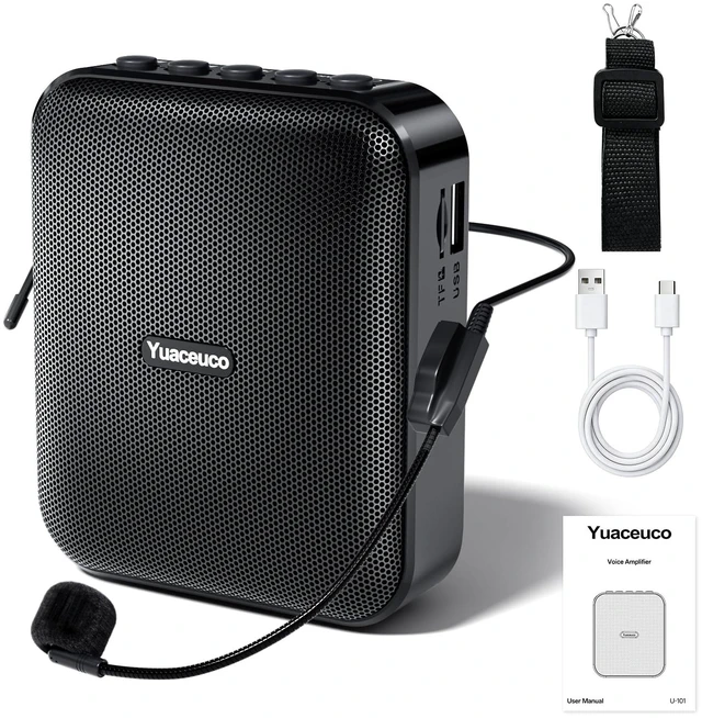 Main image of Voice Amplifier for Teachers Portable Rechargeable Speaker | 2500mAh,Wired Mic,USB-C Rechargeable,with Headset and Waistband,for Classroom, Training, Teaching, Yoga, Meeting, Speech