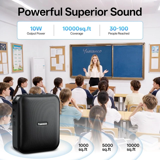 Alt view image 2 of 7 - Voice Amplifier for Teachers Portable Rechargeable Speaker | 2500mAh,Wired Mic,USB-C Rechargeable,with Headset and Waistband,for Classroom, Training, Teaching, Yoga, Meeting, Speech