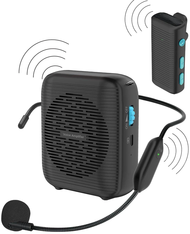 Main image of AI Wireless Voice Amplifier with 2 Wireless Mics(1 Lavalier mic & 1 Microphone Headset), Bluetooth 5.3 PA System for Teachers, Tour Guide, Yoga - 15H Rechargeable Battery, Waist-Mount Design