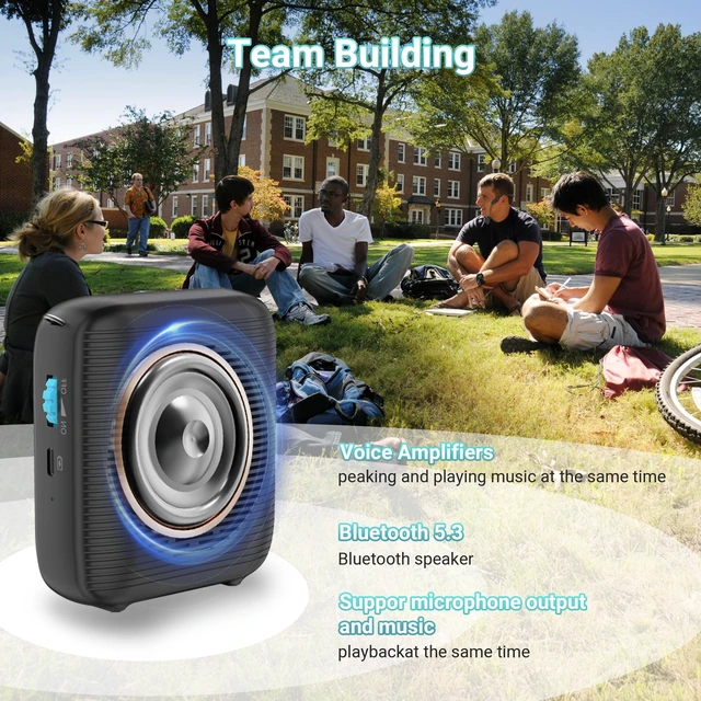 Alt view image 3 of 7 - AI Wireless Voice Amplifier with 2 Wireless Mics(1 Lavalier mic & 1 Microphone Headset), Bluetooth 5.3 PA System for Teachers, Tour Guide, Yoga - 15H Rechargeable Battery, Waist-Mount Design