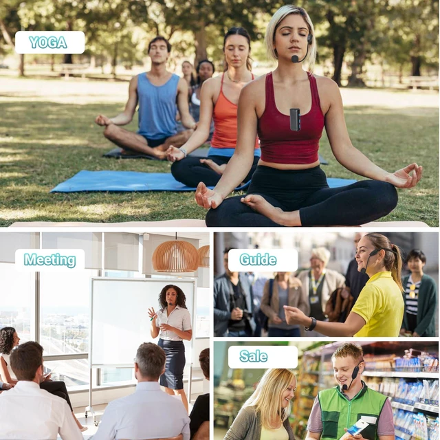 Alt view image 5 of 7 - AI Wireless Voice Amplifier with 2 Wireless Mics(1 Lavalier mic & 1 Microphone Headset), Bluetooth 5.3 PA System for Teachers, Tour Guide, Yoga - 15H Rechargeable Battery, Waist-Mount Design
