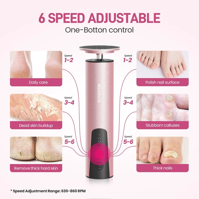 Alt view image 3 of 7 - 2-in-1 Electric Foot Callus Remover, Self Care Gifts for Women Mom Lover | Professional Pedicure Tool for Feet | 2 Hours Operation | 6 Gears Adjustable Foot File | 1200mAh Rechargeable | 20 Sandpapers