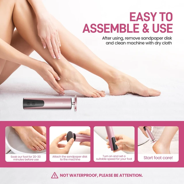 Alt view image 7 of 7 - 2-in-1 Electric Foot Callus Remover, Self Care Gifts for Women Mom Lover | Professional Pedicure Tool for Feet | 2 Hours Operation | 6 Gears Adjustable Foot File | 1200mAh Rechargeable | 20 Sandpapers