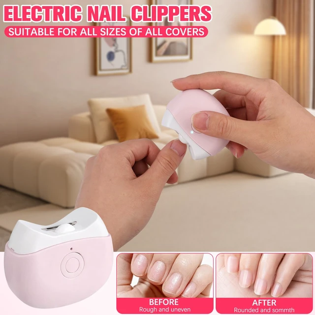 Alt view image 4 of 7 - Electric Nail Clippers, Nail Cutter with LED Light & 2 Speeds - Automatic Nail Trimmer for Baby Kids Adult Seniors, Portable for Home TravelWhite