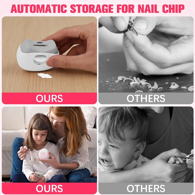 Alt view image 2 of 7 - Electric Nail Clippers, Nail Cutter with LED Light & 2 Speeds - Automatic Nail Trimmer for Baby Kids Adult Seniors, Portable for Home TravelWhite
