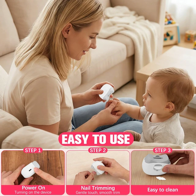 Alt view image 5 of 7 - Electric Nail Clippers, Nail Cutter with LED Light & 2 Speeds - Automatic Nail Trimmer for Baby Kids Adult Seniors, Portable for Home TravelWhite
