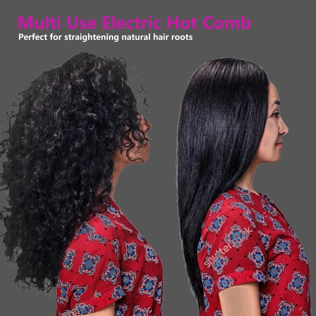 Alt view image 7 of 7 - Mini Hot Pressing Comb 450 Dual Voltage Electric Straightener for Wigs and Natural Black Hair - Travel & Home Use