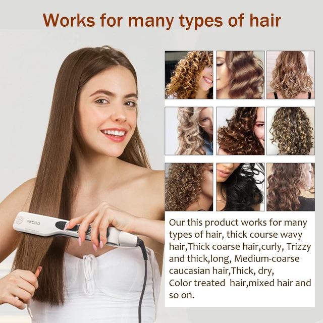 Alt view image 4 of 7 - Hair Straightener with Steam, Salon Professional Nano Titanium Ceramic Steam Flat Iron with Removable Comb+Digital LCD+5 Level Adjustable Temperature+Auto Temperature Lock Black