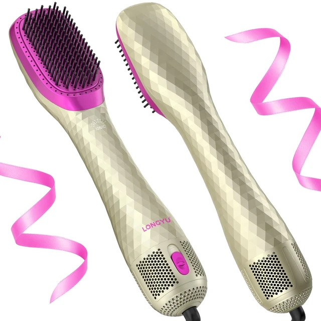 Main image of 3 in 1 Hair Dryer Brush Straightener 1200W Negative Ionic Hot Air Brush One Step Blow Dryer and Styler for Straightening Drying Smoothing (Champagne Gold)