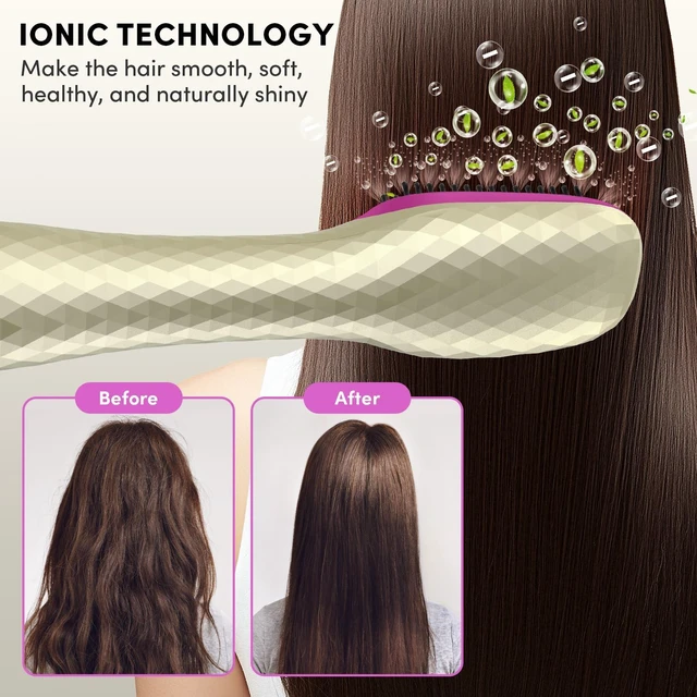 Alt view image 2 of 7 - 3 in 1 Hair Dryer Brush Straightener 1200W Negative Ionic Hot Air Brush One Step Blow Dryer and Styler for Straightening Drying Smoothing (Champagne Gold)