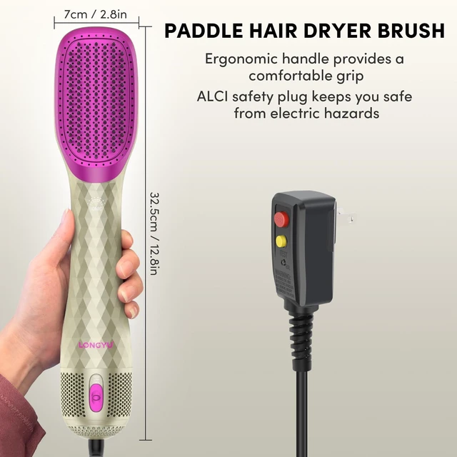 Alt view image 6 of 7 - 3 in 1 Hair Dryer Brush Straightener 1200W Negative Ionic Hot Air Brush One Step Blow Dryer and Styler for Straightening Drying Smoothing (Champagne Gold)
