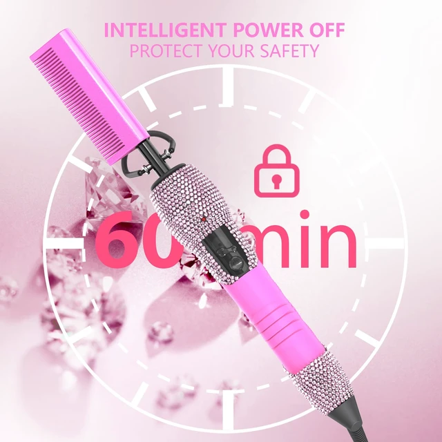 Alt view image 3 of 6 - 500 Hot Comb for Wigs, Diamond Hair Straightener, 7 Temperature Settings, 60 Min Auto-Off, Professional Styling Tool for Natural Black Hair