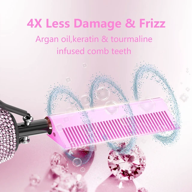 Alt view image 5 of 6 - 500 Hot Comb for Wigs, Diamond Hair Straightener, 7 Temperature Settings, 60 Min Auto-Off, Professional Styling Tool for Natural Black Hair