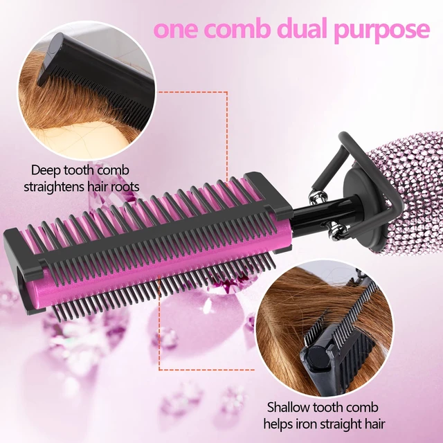 Alt view image 6 of 6 - 500 Hot Comb for Wigs, Diamond Hair Straightener, 7 Temperature Settings, 60 Min Auto-Off, Professional Styling Tool for Natural Black Hair