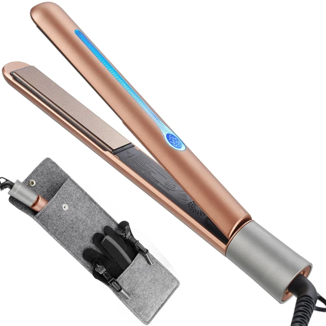 Main image of Ceramic Tourmaline Hair Straighteners LCD Flat Iron MCH 10s Fast Heating Up. 1" Smooth 3D Floating Plate Healthy Straightening Tools. Travel Pouch Bag. Dual Voltage. Luxury Gift Box