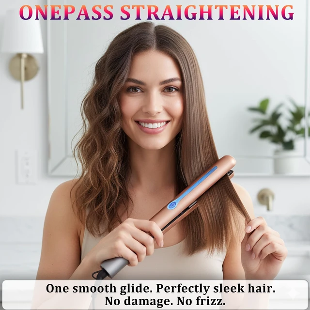 Alt view image 3 of 7 - Ceramic Tourmaline Hair Straighteners LCD Flat Iron MCH 10s Fast Heating Up. 1" Smooth 3D Floating Plate Healthy Straightening Tools. Travel Pouch Bag. Dual Voltage. Luxury Gift Box