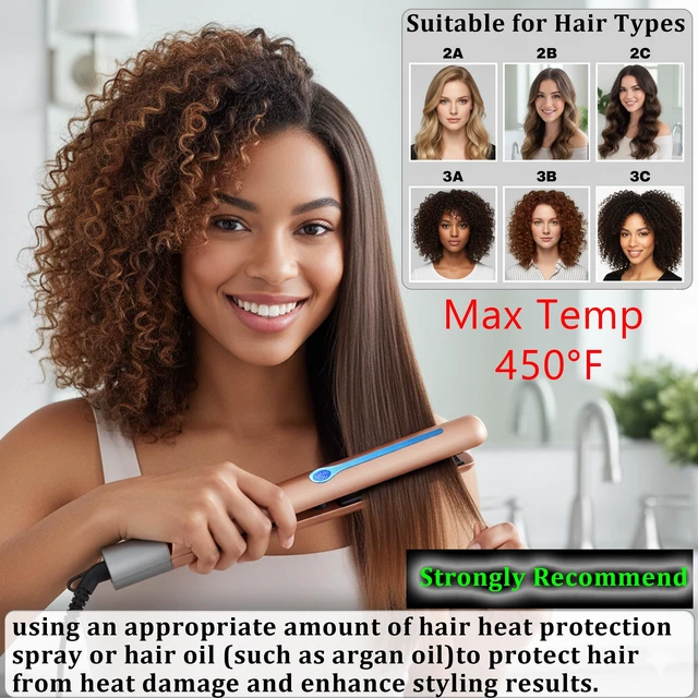 Alt view image 5 of 7 - Ceramic Tourmaline Hair Straighteners LCD Flat Iron MCH 10s Fast Heating Up. 1" Smooth 3D Floating Plate Healthy Straightening Tools. Travel Pouch Bag. Dual Voltage. Luxury Gift Box