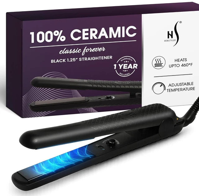 Main image of Forever Straightening Flat Iron - Travel Friendly - 1.25 Inch | Dual Voltage Flat Iron - Ceramic Hair Straightener - with Negative Ion Technology to Fight Frizz - Leaves Hair Smooth & Silky