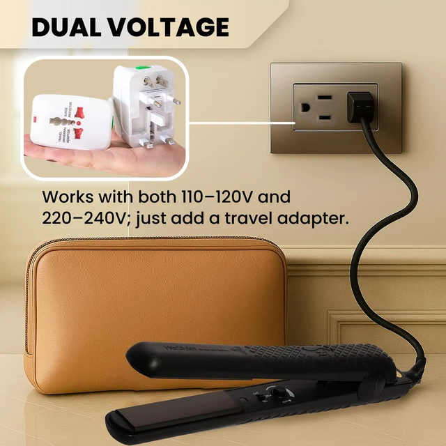 Alt view image 5 of 7 - Forever Straightening Flat Iron - Travel Friendly - 1.25 Inch | Dual Voltage Flat Iron - Ceramic Hair Straightener - with Negative Ion Technology to Fight Frizz - Leaves Hair Smooth & Silky