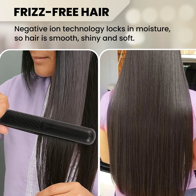 Alt view image 6 of 7 - Forever Straightening Flat Iron - Travel Friendly - 1.25 Inch | Dual Voltage Flat Iron - Ceramic Hair Straightener - with Negative Ion Technology to Fight Frizz - Leaves Hair Smooth & Silky