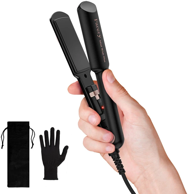 Main image of Travel Mini Hair Straightener, Portable 1.5 Inch Flat Iron, Black | Quick Touch-ups, for Short Hair, Bob, Ceramic, 15s Fast Heat, Anti-Scald, 100-240V Dual Voltage, with Storage Bag