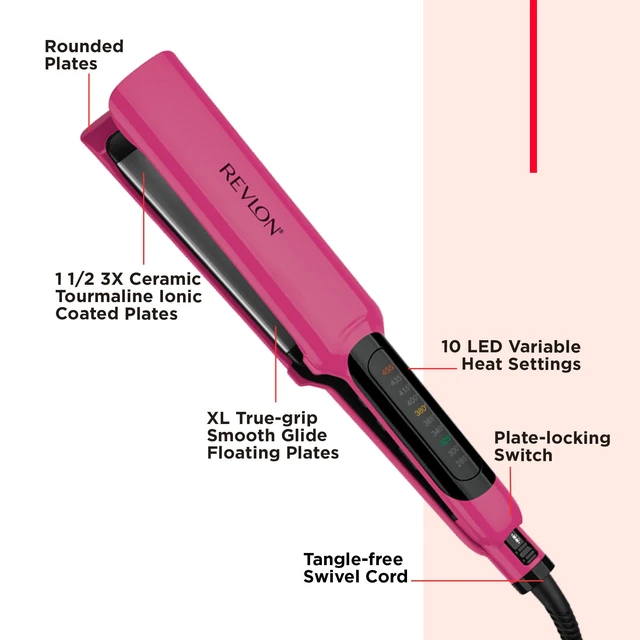 Alt view image 2 of 6 - Smooth Brilliance Ceramic Hair Flat Iron, 1.5" Plates | 3X Ceramic Tourmaline Coating for Less Frizz, Smooth Glide, Sleek Style or Loose Waves