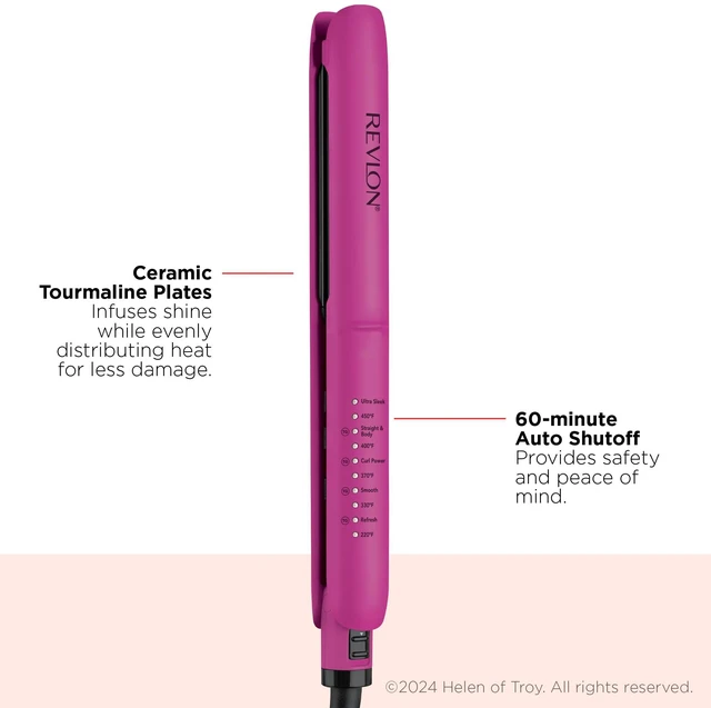 Alt view image 2 of 7 - Ceramic Tourmaline 1" Flat Iron | Hair Straightener Evenly Distributes Heat for Less Damage, 5 Preset Temperatures for All Hair Types