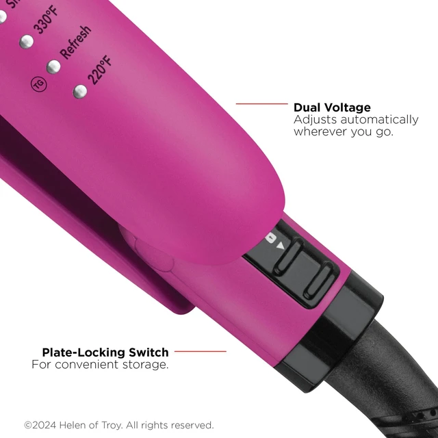 Alt view image 4 of 7 - Ceramic Tourmaline 1" Flat Iron | Hair Straightener Evenly Distributes Heat for Less Damage, 5 Preset Temperatures for All Hair Types