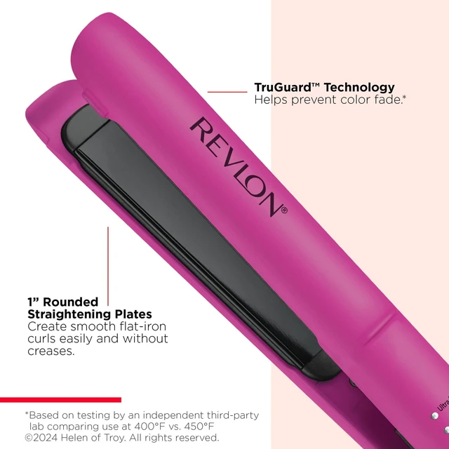 Alt view image 3 of 7 - Ceramic Tourmaline 1" Flat Iron | Hair Straightener Evenly Distributes Heat for Less Damage, 5 Preset Temperatures for All Hair Types