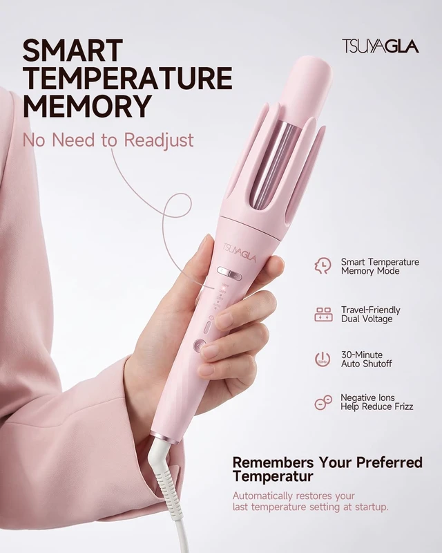 Alt view image 6 of 7 - 3 in 1 Automatic Curling Iron, Hair Curlers, 1"-1.25"-1.5" Barrels | Interchangeable Curling wand Set for Long/Medium Hair, 3 Temp Settings, 2-Way Rotation, Anti-Scald, Dual Voltage, Pink