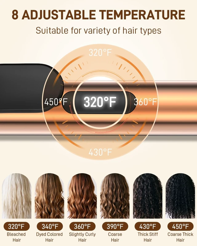Alt view image 2 of 7 - 1 Inch Curling Iron for Long Hair - Dual Voltage Curling Iron | Ceramic Tourmaline Professional Curling Iron, Dual Voltage Travel Wand with Heat Mat & Glove