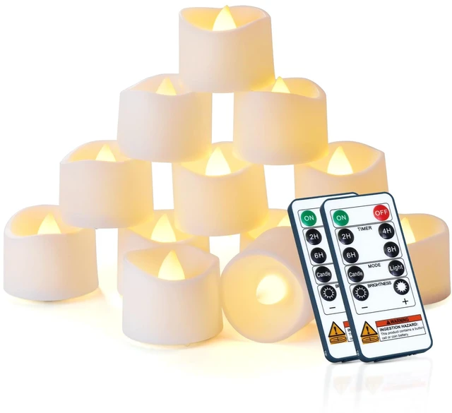 Main image of 24-Pack Remote Flameless LED Battery Tea Light Candles, 400+Hrs | 2/4/6/8H Timer Flickering Tealight Votives for Halloween Pumpkins, Christmas Decor, Weddings and Home Ambiance