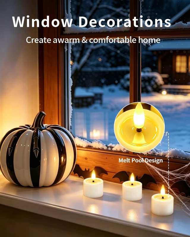 Alt view image 5 of 7 - 6 Pack Rechargeable Tea Lights Candles with Charging Base and Remote Timer | 1.5"x2" Small Flameless Candles Battery Operated, Electric Votive Candles for Halloween Wedding Party Table Home Decor