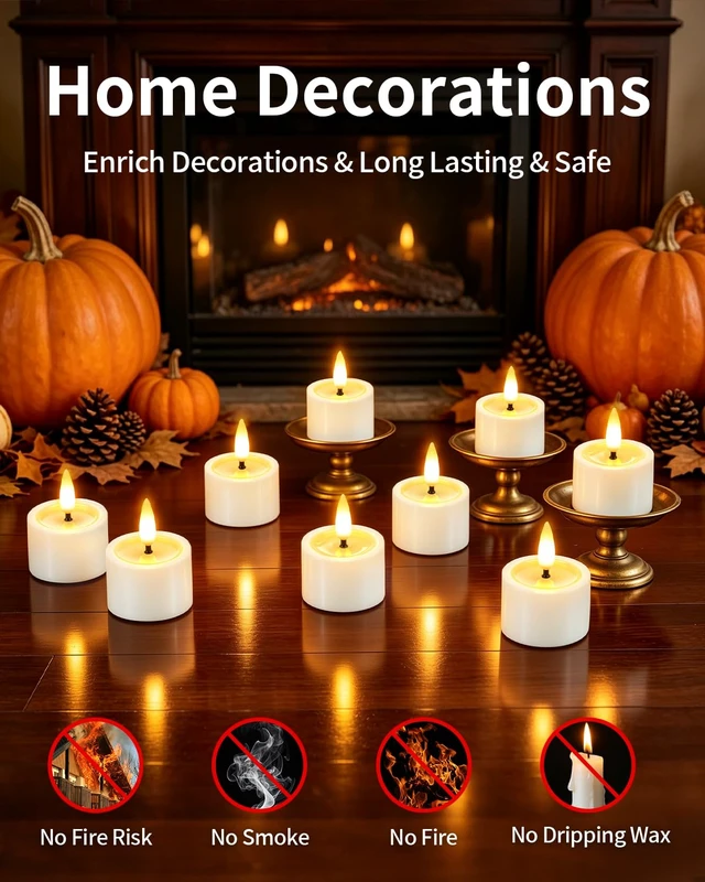 Alt view image 6 of 7 - 6 Pack Rechargeable Tea Lights Candles with Charging Base and Remote Timer | 1.5"x2" Small Flameless Candles Battery Operated, Electric Votive Candles for Halloween Wedding Party Table Home Decor