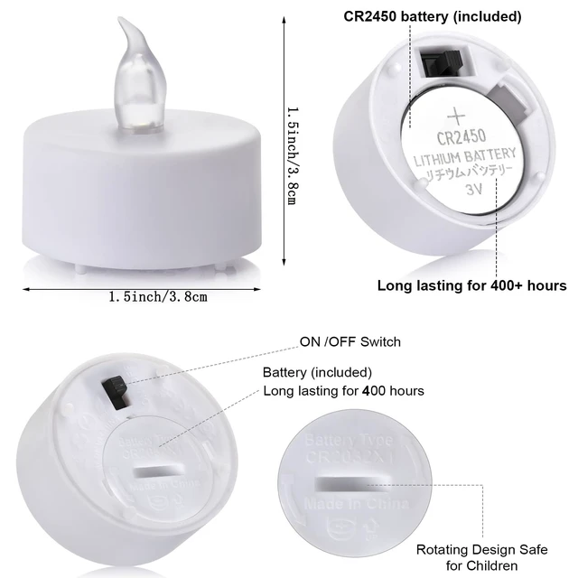 Alt view image 2 of 7 - Flameless LED Tea Lights Candles Remote Control Warm White 12 Pack | Battery Operated Realistic Flickering 200h Fake Electric Candles for Christmas Halloween Wedding Votive Home Decor
